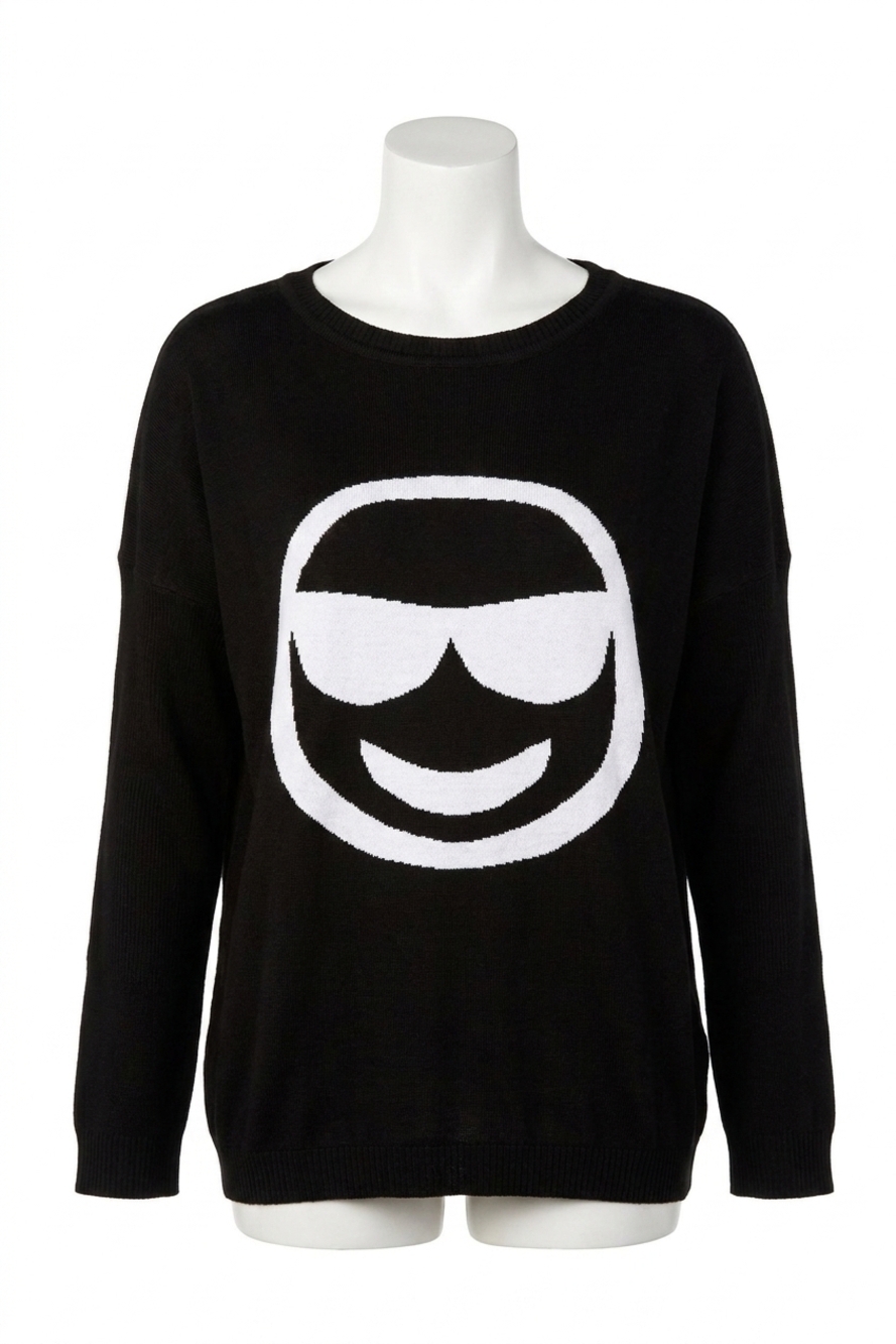 NEW ANGEL shades emoji top in black